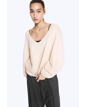 Monki Oversized Strickpullover Mit V-Ausschnitt - Schwarz