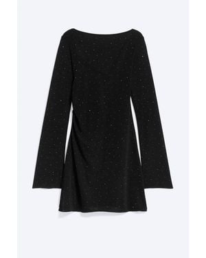 Monki Rhinestone Open-Back Mini Dress - Black