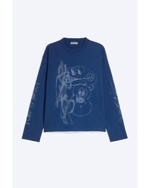 Weekday Kastiges Langarmshirt Mit Grafikprint - Blau