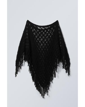 Weekday Gestrickter Poncho aus Wollmischung - Schwarz
