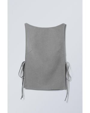 Weekday Sleeveless Boat-Neck Tie Top - Grey