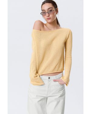 Monki Relaxed Knitted Boat-Neck Jumper - White