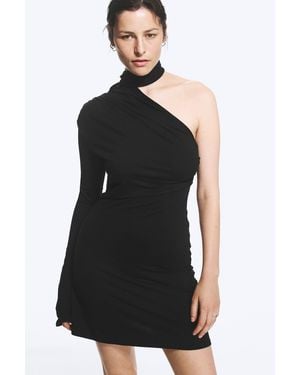 Weekday Asymmetric One-Sleeve Mini Dress - Black