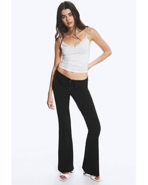 Monki Low Rise Flared Suit Trousers - Black