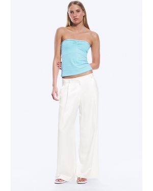 Monki High Waisted Wide Leg Satin Trousers - White