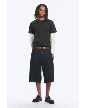 Weekday Void Mid Rise Loose Long Denim Shorts - Blue