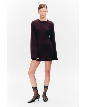 Monki Long-Sleeved Cotton Mini Dress - Purple