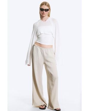 Weekday Low Wide Pull-On Crinkle Trousers - White