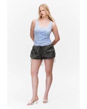 Monki Drawstring Mini Cargo Shorts - Blue