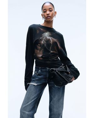 Weekday Printed Pleated Longsleeve - Black