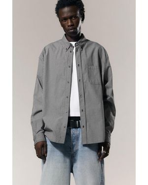Weekday Loose Button-Down Poplin Shirt - Grey