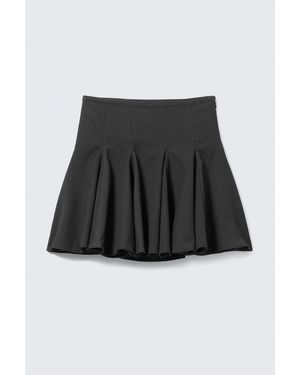 Monki Low Rise Flared Knee-Length Suiting Skirt - Black