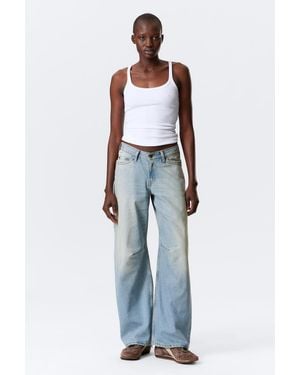 Weekday Oblique Low Waist Loose Barrel Leg Jeans - White