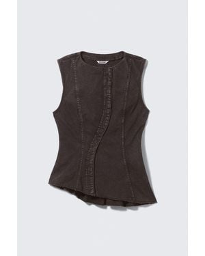 Weekday Sleeveless Asymmetric Peplum Top - Black
