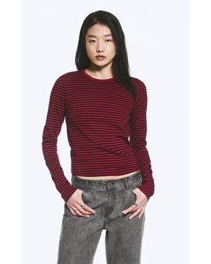 Weekday Slim Long-Sleeved Cotton Top - Red