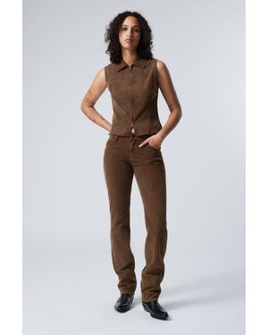 Weekday Low Waist Slim Straight Corduroy Trousers - Brown