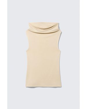 Weekday Sleeveless Funnel Neck Top - White