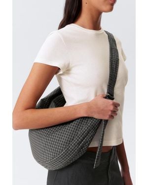 Weekday Lässige Schultertasche Aus Karierter Baumwolle - Grau