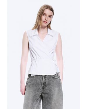 Weekday Sleeveless Cotton Wrap Top - White