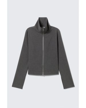 Weekday Slim Long-Sleeved Zip Shirt - Grey