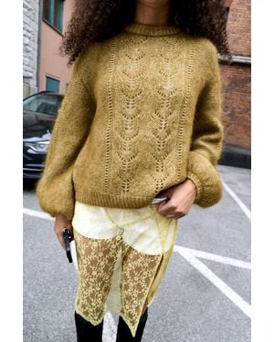 Monki Balloon-Sleeve Mohair Blend Jumper - Natural