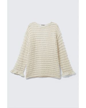 Weekday Loose Fit Open-Knit Jumper - White