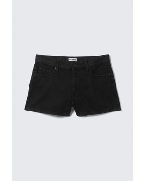 Weekday Duchess Low Rise Distressed Mini Denim Shorts - Black