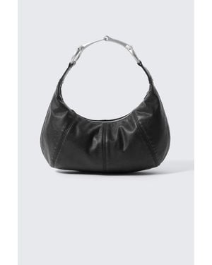 Weekday Kunstleder-Handtasche Mit Schnallenhenkel - Schwarz