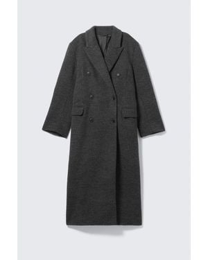 Weekday Logan Hairy Double-Breasted Wool-Blend Coat - Black