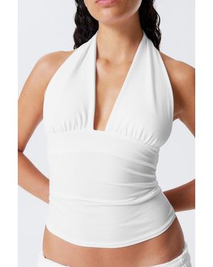 Weekday Deep Halterneck Top - White