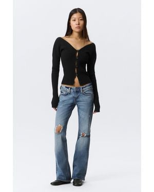 Weekday Hour Low Rise Skinny Bootcut Distressed Jeans - Blue