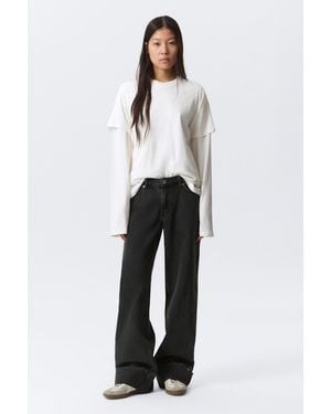 Weekday Ample Low Rise Loose Wide Cuff Jeans - White