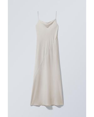 Weekday Maxi Satin Slip Dress - White