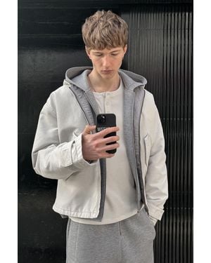 Weekday Loose Hooded Canvas Jacket - Black