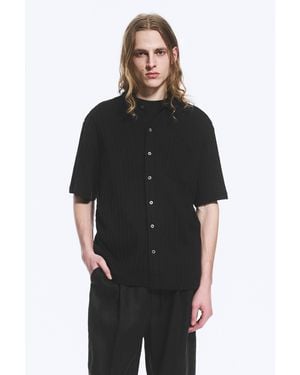 Weekday Knitted Short-Sleeved Button-Up Shirt - Black