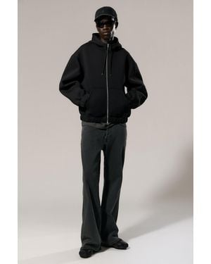 Weekday Loose High-Neck Scuba Zip Hoodie - Black