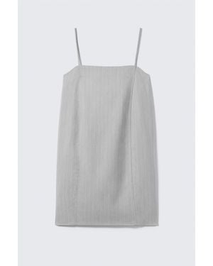 Monki Tie-Back Twill Mini Dress - Grey