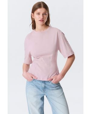 Monki Fitted Dart Detail T-Shirt - Pink
