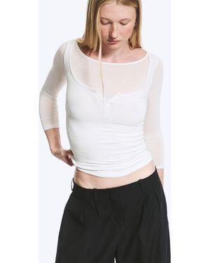 Weekday Three-Quarter Henley Shirt - White