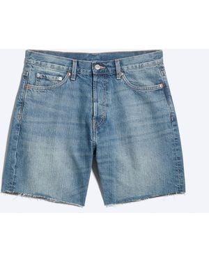 Weekday Space Relaxed Mid-Thigh Denim Shorts - Blue
