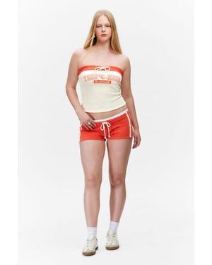 Monki Contrast Trim Mini Hot Trousers - Red