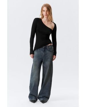 Weekday Asymmetric Rib Long Sleeve - Black