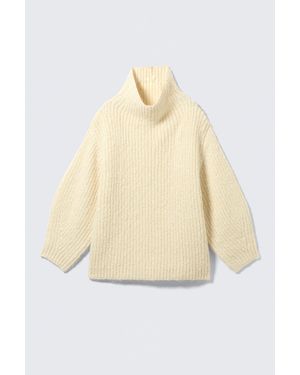 Monki Oversized Knitted Turtleneck Jumper - White