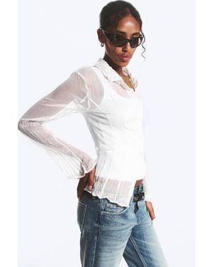 Weekday Sheer A-Line Long-Sleevd Shirt - White