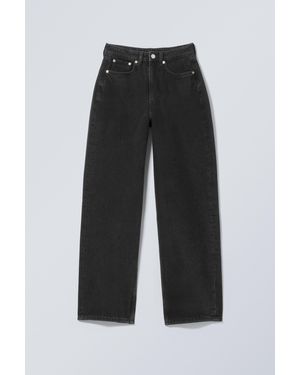 Weekday Halo Curve High Waisted Regular Wide Leg Jeans - Black