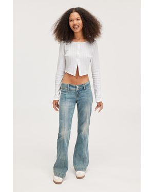 Monki Nicole Low Bootcut Jeans - Blue