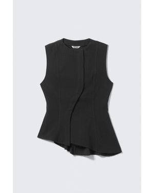 Weekday Sleeveless Asymmetric Peplum Top - Black