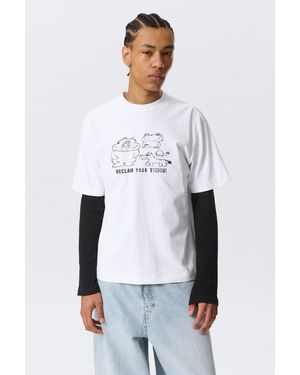 Weekday Relaxed Graphic Printed T-Shirt - White