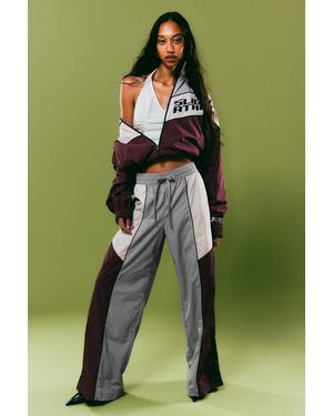 Monki Low Rise Wide Leg Colourblock Trousers - Green
