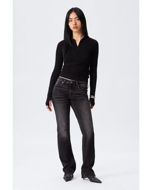 Weekday Tension Mid Rise Slim Bootcut Leg Jeans - Black